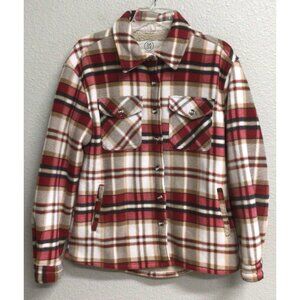 SAGE Collective Shacket Womens Small Multi Red Plaid Sherpa Lined Button Front